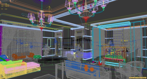 3d saloon fireplace sofas model - Salon with Fireplace... by solarseas